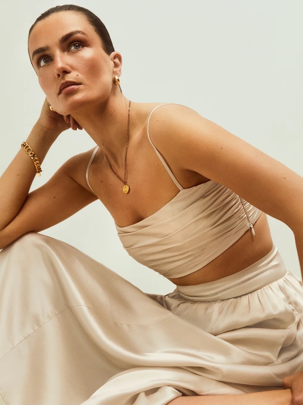 Reformation Carrie Silk Two Piece Set